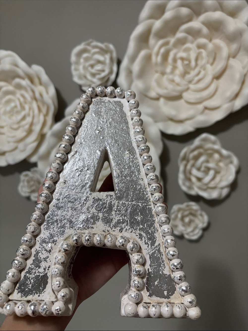 Silver Block Letter “A” Decor